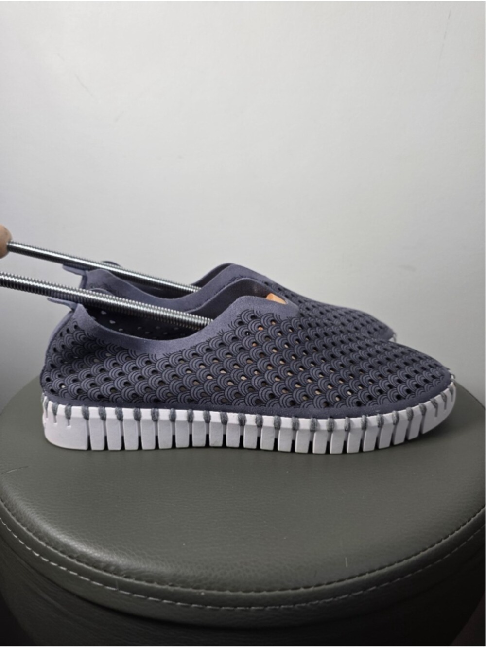 Ilse Jacobsen Hornbaek Tulip Slip On Shoes Grey Perforated Comfort Flats 9|39 - Picture 8 of 14